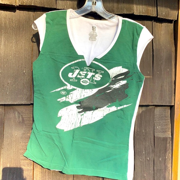 Size large, NFL NY JETS V neck short sleeve shirt - Picture 1 of 5